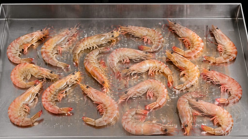 Gambas blancas de hueva a la plancha